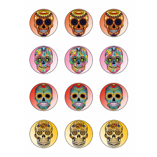 Muffinaufleger Cupcakes Muffins Halloween Zuckerpapier Totenkopf Dia de los Muertos (Tag der Toten) HW29
