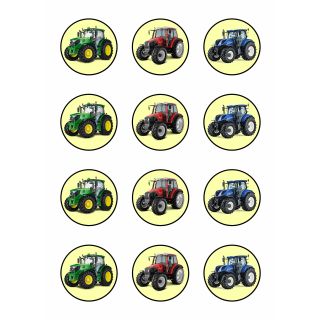 Muffinaufleger Cupcakes Muffins Zuckerpapier Kindergeburtstag Fahrzeuge Traktor Trecker FZ01