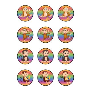 Muffinaufleger Cupcakes Muffins Kindergeburtstag Tiere Affen AF01 (Zuckerpapier)