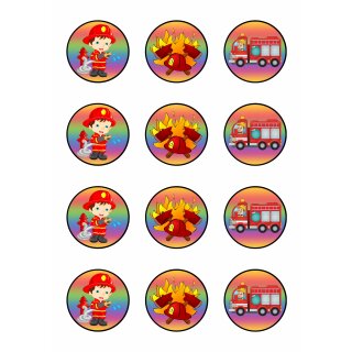 Muffinaufleger Cupcakes Muffins Kindergeburtstag Feuerwehr F01 (Zuckerpapier)