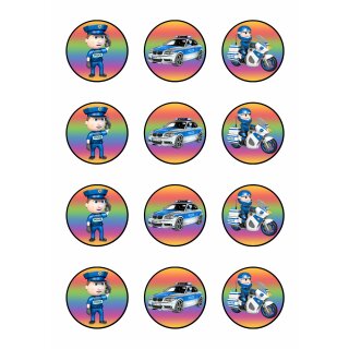 Muffinaufleger Cupcakes Muffins Kindergeburtstag Polizei Polizist P01 (Zuckerpapier)
