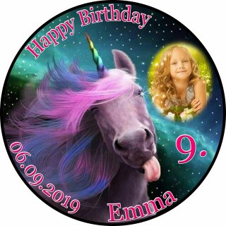 Tortenaufleger Fototorte Tortenbild Kindergeburtstag Einhorn FT13 (Zuckerpapier)