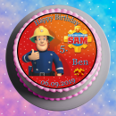 Tortenaufleger Fototorte Tortenbild Kindergeburtstag Feuerwehrmann SAM FS01 (Zuckerpapier) Rund 20 cm Ø