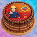Tortenaufleger Fototorte Tortenbild Kindergeburtstag Feuerwehrmann SAM FS01 (Zuckerpapier) Rund 20 cm Ø