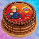 Tortenaufleger Fototorte Tortenbild Kindergeburtstag Feuerwehrmann SAM FS01 (Zuckerpapier) Rund 20 cm Ø