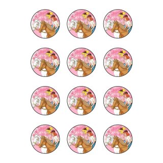 Muffinaufleger Cupcakes Muffins Kindergeburtstag Hexe Pferd BT06 (Zuckerpapier) 12 Stück á 5 cm Ø ohne Text