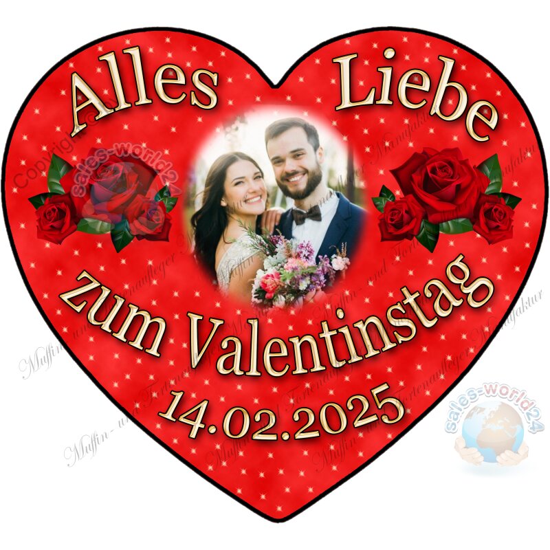 Tortenaufleger Fototorte Tortenbild Herz Valentinstag Valentine&rsquo;s Day