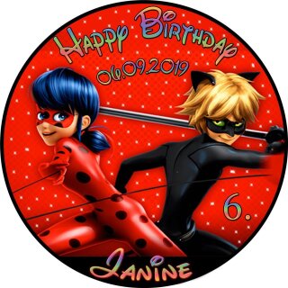 Tortenaufleger Fototorte Tortenbild Kindergeburtstag Miraculous - Geschichten von Ladybug und Cat Noir MC01 (Zuckerpapier)