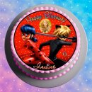 Tortenaufleger Fototorte Tortenbild Kindergeburtstag Miraculous - Geschichten von Ladybug und Cat Noir MC01 (Zuckerpapier) Rund 20 cm Ø mit Foto