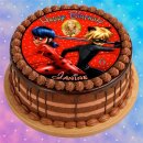 Tortenaufleger Fototorte Tortenbild Kindergeburtstag Miraculous - Geschichten von Ladybug und Cat Noir MC01 (Zuckerpapier) Rund 20 cm Ø mit Foto