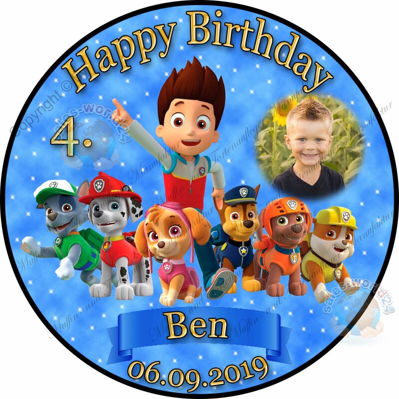 Tortenaufleger Geburtstag Tortenbild Fondant Oblate Paw Patrol L11 