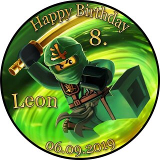 Tortenaufleger Fototorte Tortenbild Kindergeburtstag Ninjago NJ03 (Zuckerpapier) Rund 14 cm Ø ohne Foto