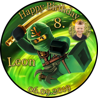 Tortenaufleger Fototorte Tortenbild Kindergeburtstag Ninjago NJ03 (Zuckerpapier) Rund 20 cm Ø mit Foto