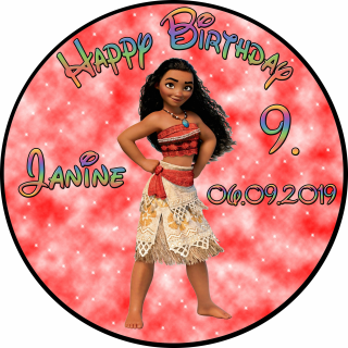 Tortenaufleger Fototorte Tortenbild Kindergeburtstag Vaiana VA01 (Zuckerpapier) Rund 14 cm Ø ohne Foto Rot