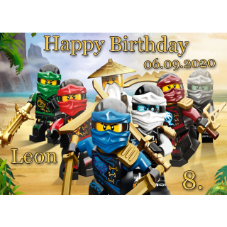 Tortenaufleger Fototorte Tortenbild Kindergeburtstag Ninjago NJ05 (Zuckerpapier)
