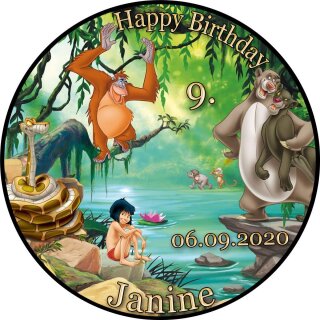 Tortenaufleger Fototorte Tortenbild Kindergeburtstag Das Dschungelbuch DD01 (Zuckerpapier) Rund 20 cm Ø ohne Foto