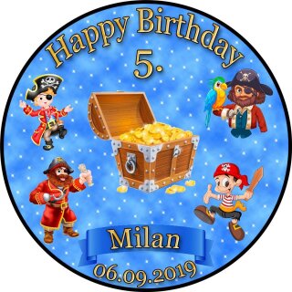 Tortenaufleger Fototorte Tortenbild Kindergeburtstag Piraten PT05 (Zuckerpapier) Rund 20 cm Ø ohne Foto