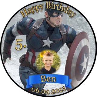 Tortenaufleger Fototorte Tortenbild Kindergeburtstag Captain America CA01 (Zuckerpapier)