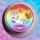 Tortenaufleger Fototorte Tortenbild Kindergeburtstag Einhorn FT15 (Zuckerpapier)