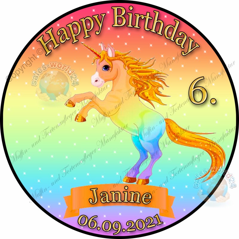 Tortenaufleger Foto Torte Tortenbild Fototorte Zuckerbild Motiv Einhorn 
