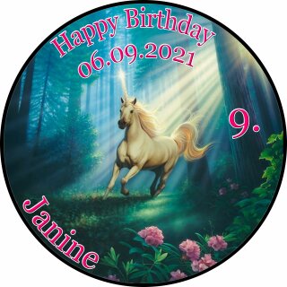 Tortenaufleger Fototorte Tortenbild Kindergeburtstag Einhorn FT17 (Zuckerpapier)