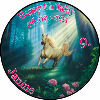 Tortenaufleger Fototorte Tortenbild Kindergeburtstag Einhorn FT17 (Zuckerpapier)