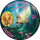 Tortenaufleger Fototorte Tortenbild Kindergeburtstag Einhorn FT17 (Zuckerpapier)
