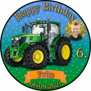 Tortenaufleger Fototorte Tortenbild Kindergeburtstag Fahrzeuge Traktor Trecker FZ02 (Zuckerpapier)