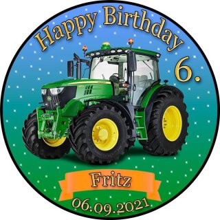 Tortenaufleger Traktor | Acker Reifen Grün