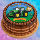 Tortenaufleger Fototorte Tortenbild Kindergeburtstag Fahrzeuge Traktor Trecker FZ02 (Zuckerpapier) Rund 20 cm Ø ohne Foto Grün