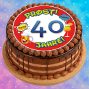 Tortenaufleger Fototorte Tortenbild Warnschild Prost 40. Geburtstag GB17 (Zuckerpapier)