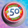 Tortenaufleger Fototorte Tortenbild Warnschild Prost 50. Geburtstag GB18 (Zuckerpapier)