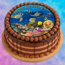 Tortenaufleger Fototorte Tortenbild Kindergeburtstag Unterwasserwelt UW02 (Zuckerpapier) Rund 14 cm Ø ohne Foto