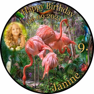 Tortenaufleger Fototorte Geburtstag Ingo der Flamingo FL01 (Zuckerpapier)