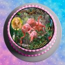 Tortenaufleger Flamingo | Tropen Wald Pink
