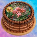 Tortenaufleger Flamingo | Tropen Wald Pink