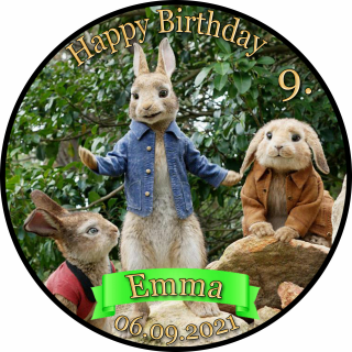 Tortenaufleger Fototorte Kindergeburtstag Peter Hase PH01 (Zuckerpapier) Rund 20 cm Ø ohne Foto