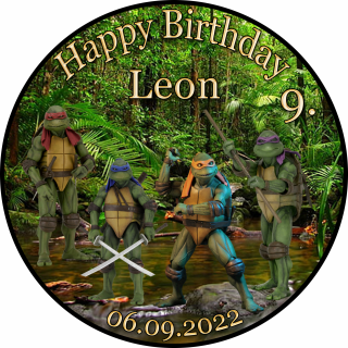 Tortenaufleger Fototorte Tortenbild Kindergeburtstag Ninja Turtles TU01 (Zuckerpapier)