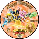 Tortenaufleger Fototorte Tortenbild Kindergeburtstag Paw Patrol Mighty Pups PP04 (Zuckerpapier)