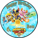 Tortenaufleger Fototorte Tortenbild Kindergeburtstag Paw Patrol Mighty Pups PP04 (Zuckerpapier)