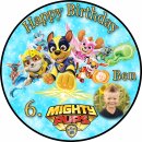 Tortenaufleger Fototorte Tortenbild Kindergeburtstag Paw Patrol Mighty Pups PP04 (Zuckerpapier)