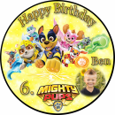 Tortenaufleger Fototorte Tortenbild Kindergeburtstag Paw Patrol Mighty Pups PP04 (Zuckerpapier)