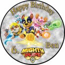 Tortenaufleger Fototorte Tortenbild Kindergeburtstag Paw Patrol Mighty Pups PP04 (Zuckerpapier)