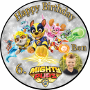 Tortenaufleger Fototorte Tortenbild Kindergeburtstag Paw Patrol Mighty Pups PP04 (Zuckerpapier)