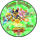 Tortenaufleger Fototorte Tortenbild Kindergeburtstag Paw Patrol Mighty Pups PP04 (Zuckerpapier)