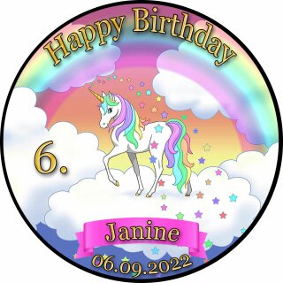 Tortenaufleger Fototorte Tortenbild Kindergeburtstag Einhorn FT18 (Zuckerpapier)