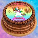 Tortenaufleger Fototorte Tortenbild Kindergeburtstag Einhorn FT19 (Zuckerpapier) Rund 14 cm Ø ohne Foto