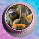 Tortenaufleger Fototorte Geburtstag Fauli das Faultier FA02 (Zuckerpapier)