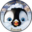 Tortenaufleger Fototorte Tortenbild Geburtstag Pinguin Happy Feet PI01 (Zuckerpapier) Rund 14 cm Ø ohne Foto