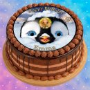 Tortenaufleger Fototorte Tortenbild Geburtstag Pinguin Happy Feet PI01 (Zuckerpapier) Rund 14 cm Ø ohne Foto